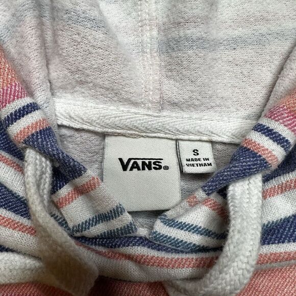 Vans Womens Hoodie Wazzy Coral Stripe Beach Pullover Pink Blue White Small - Picture 7 of 8